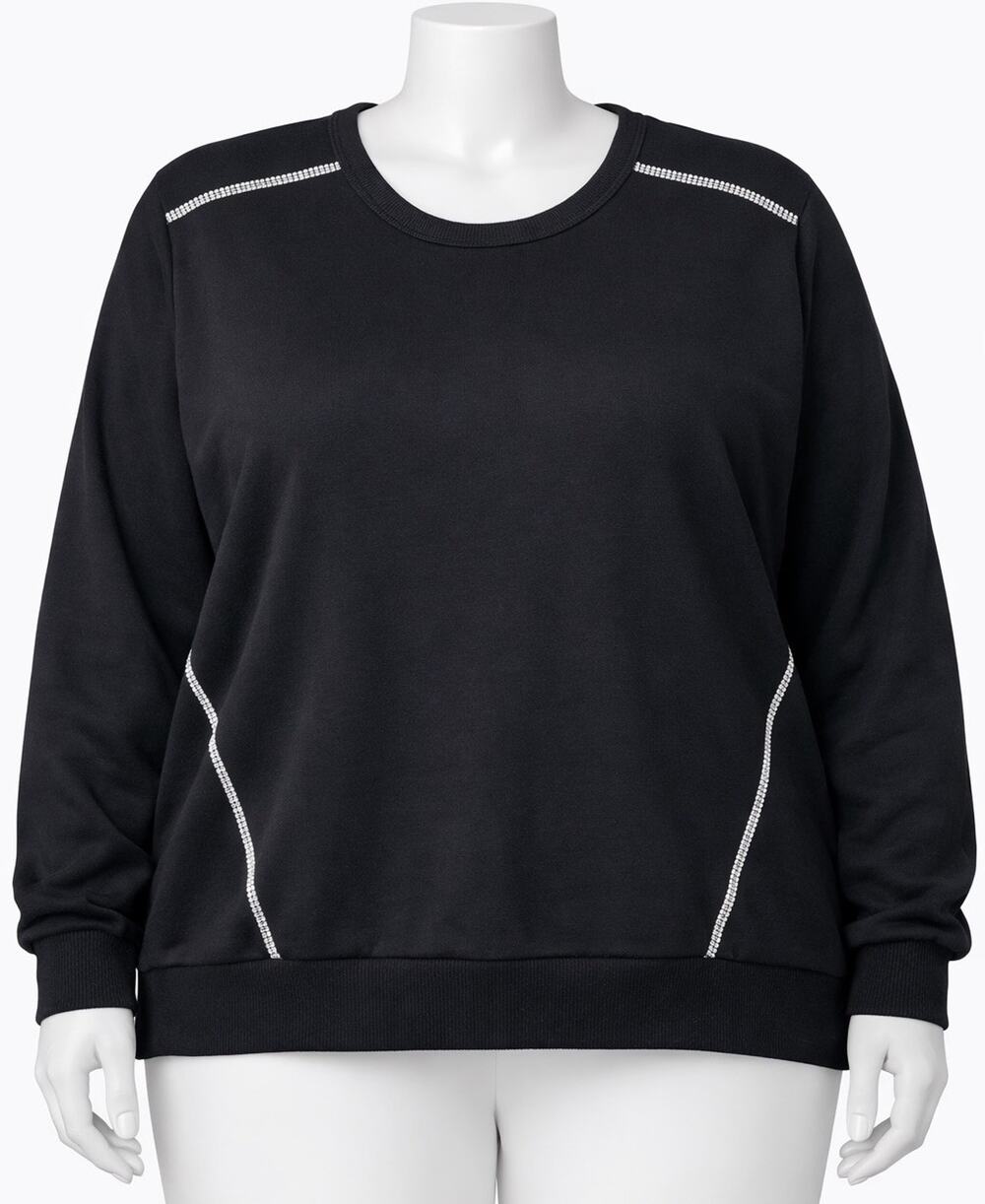 Torrid Fleece Rhinestone Sweatshirt Plus Size Women’s 4X Black NWT